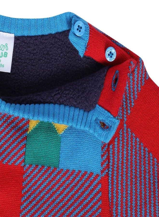 miniklub Baby Round Neck Full Length Knitted Cotton Red Color Sweater (9-12M) - Image 5