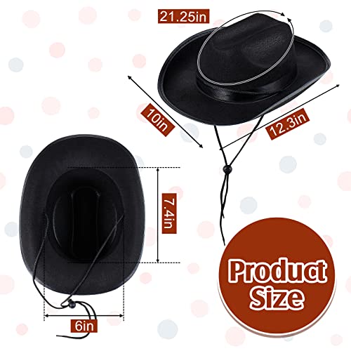 Hercicy Halloween Kids Cowboy Hat Cowgirl Western Hat for Boys and Girls Dress Costume, Bachelor Party Supplies(Black,6 Pcs) - Image 2
