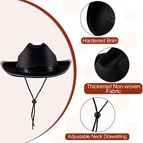 Hercicy Halloween Kids Cowboy Hat Cowgirl Western Hat for Boys and Girls Dress Costume, Bachelor Party Supplies(Black,6 Pcs) - Image 3