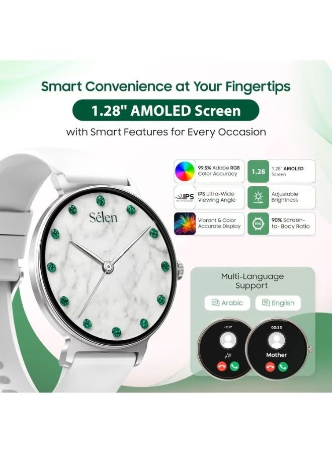 إكسيل ساعة إكسيل سيلين 3 الذكية للنساء | شاشة AMOLED مقاس 1.27 بوصة | تصميم أنيق | مقاومة للماء والغبار بمعيار IP67 | مكالمات بلوتوث | قياس معدل ضربات القلب ونسبة تشبع الأكسجين في الدم | كشف التمارين الرياضية | بطارية تدوم أسبوعًا | تدعم اللغتين الإنجليزية والعربية - إطار رمادي وسوار من السيليكون - Image 4