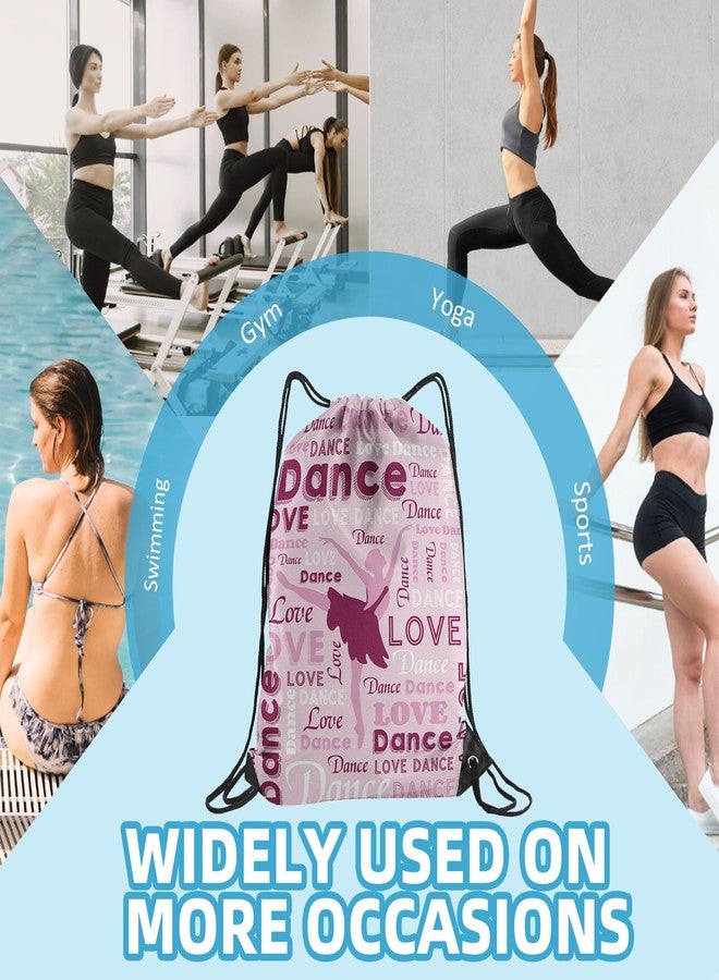 HJKLONE Dance Drawstring Bag - Gifts for Dancers & Dance Team - Drawstring Backpack - Party Favor Bag (Light Pink, 1Pcs) - Image 4