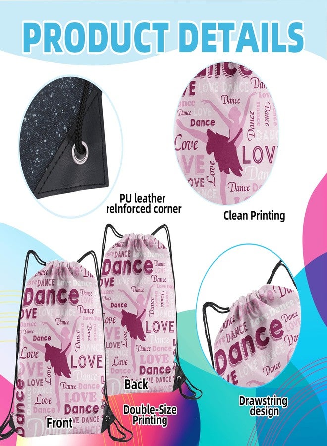 HJKLONE Dance Drawstring Bag - Gifts for Dancers & Dance Team - Drawstring Backpack - Party Favor Bag (Light Pink, 1Pcs) - Image 2