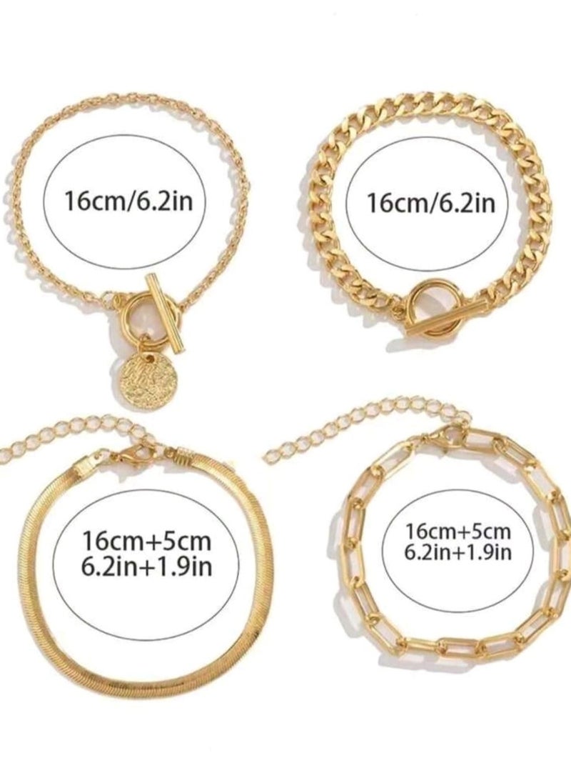 Shein 4pcs Minimalist Disc Charm OT Buckle Chain Bracelet Set For Women For Daily Jewelry Accessories  - Image 4