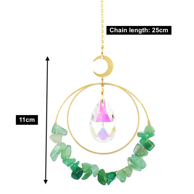 Cactopia Crystal Chips Round Suncatcher Prism Effect for Gifts, Window Hanging Ornament & Boho Garden Decor (Aventurine) - Image 4