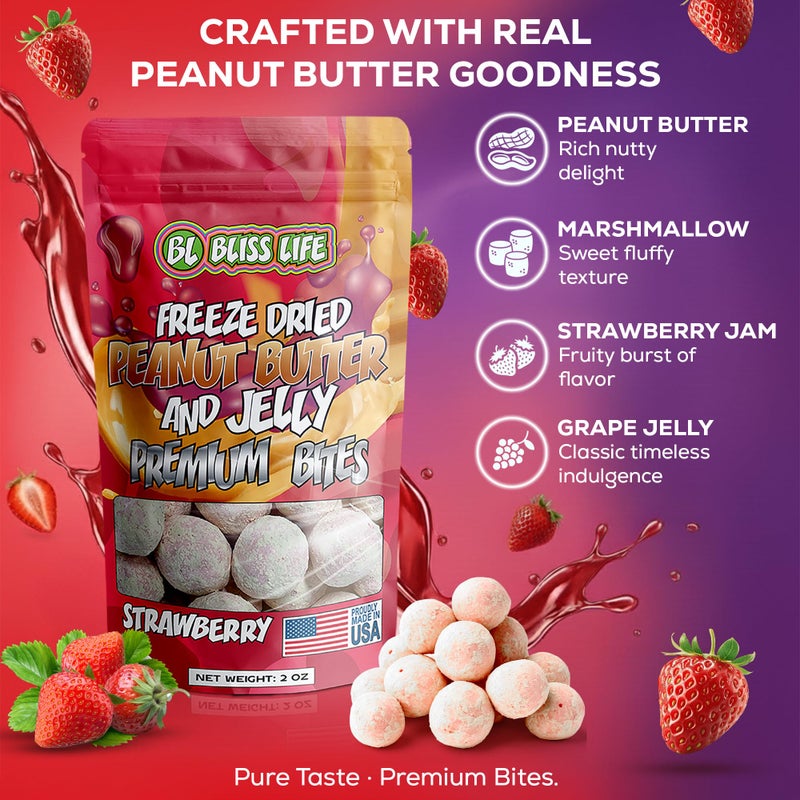 Freeze Dried PB&J Marshmallow Candy Exotic new TikTok Trend Unique Novelty Snack that Melts in your Mouth 2oz - Image 2