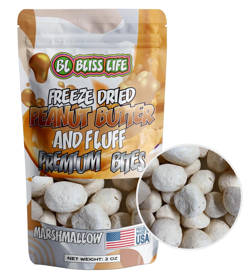 Freeze Dried PB&J Marshmallow Candy Exotic new TikTok Trend Unique Novelty Snack that Melts in your Mouth 2oz - Image 1