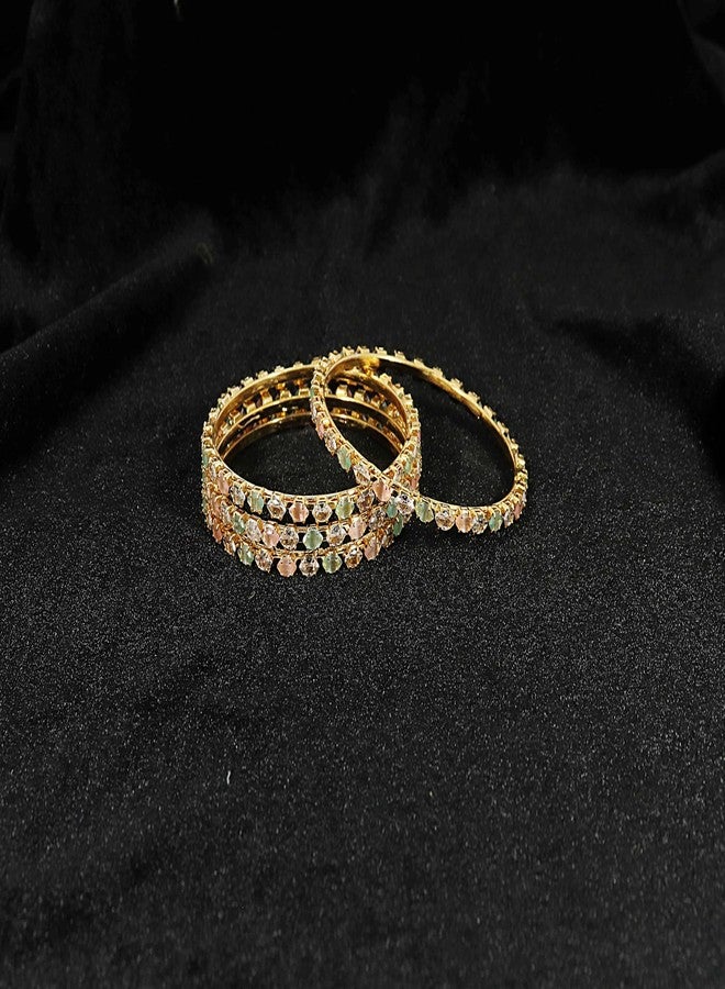 STYOLLO Metal American Diamond Bangles Bracelet For Women & Girls | White Metal Bangles | ad jewellery set for women | ad kade | ad stone bangles-(RKM2-Multi-2.6) - Image 5