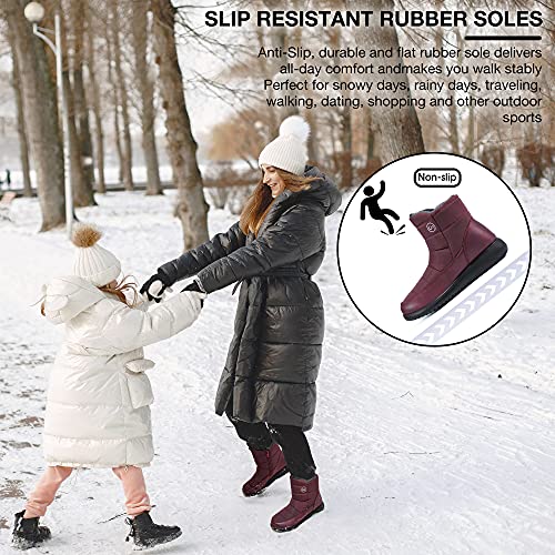 Aomigoct Women Winter Snow Boots Waterproof: Black 8 Warm Mid Calf Boots for Women with Fur Lined - Comfortable Outdoor Slip On Booties Anti-Slip - Image 5