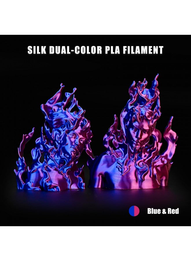 OVVNYXE خيوط OVV3D PLA بقطر 1.75 مم، خيوط PLA حريرية ثنائية اللون لطابعة 3D، خيوط زرقاء حمراء بالتكامل، تغيير اللون كل بوصة، مواد طباعة ثلاثية الأبعاد +/-0.02 مم، 1 كجم/2.2 رطل - Image 2