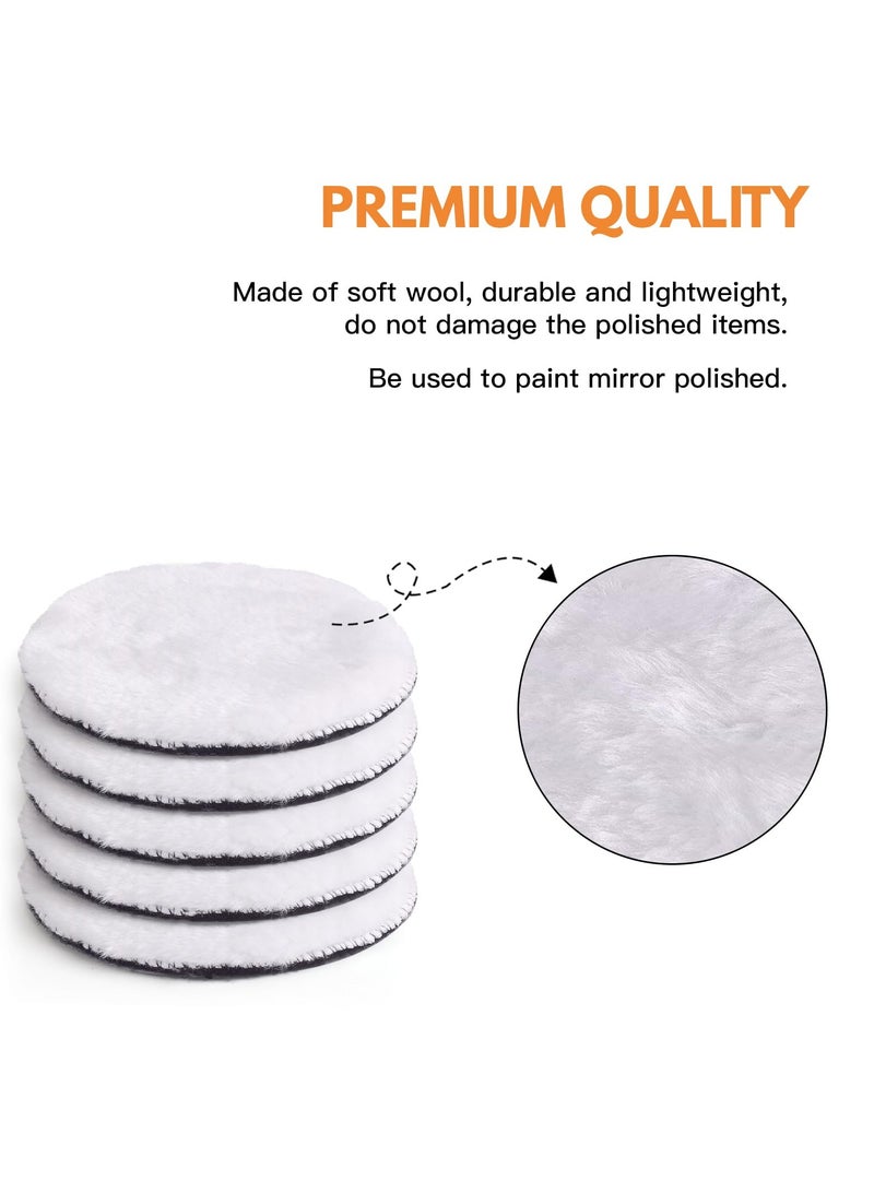 Generic 7 Piece 5 Inch Polishing Buffing Wheel Set for Drill Wool Pads 125mm Polishing Pads Woolen Waxing Kits with M14 Drill Adapter - Image 3