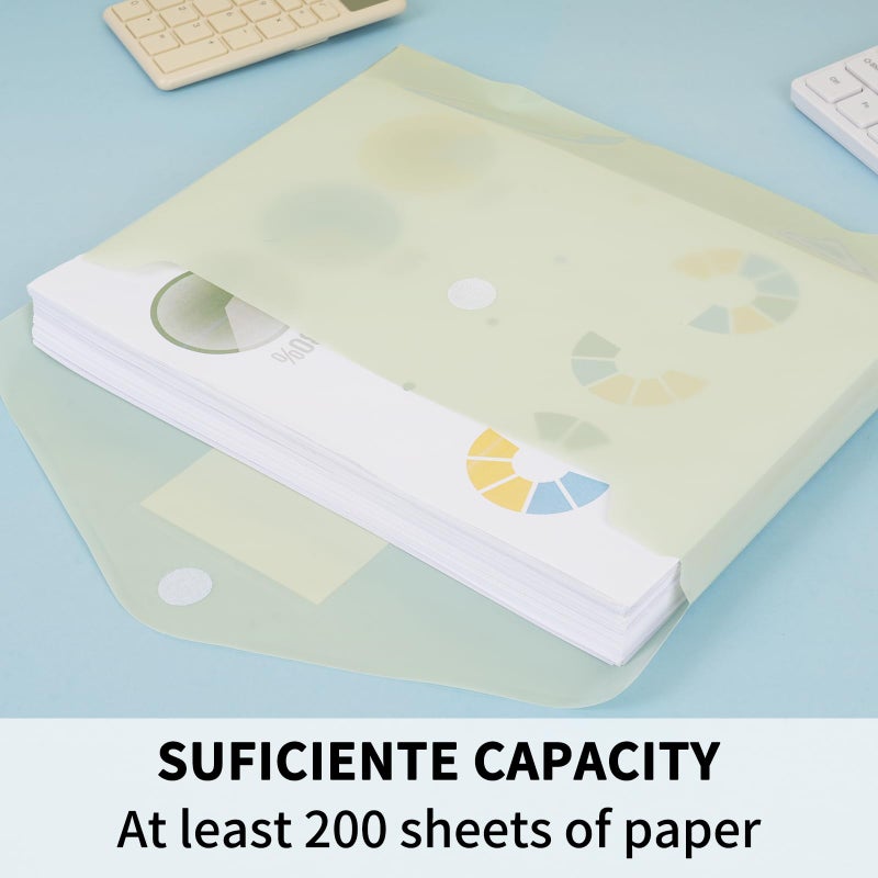 EOOUT 12pcs Plastic Envelopes, Plastic Folders for Documents, Hook & Loop Closure File Folders with Label Pocket A4 Size for School and Office Supplies - Image 3