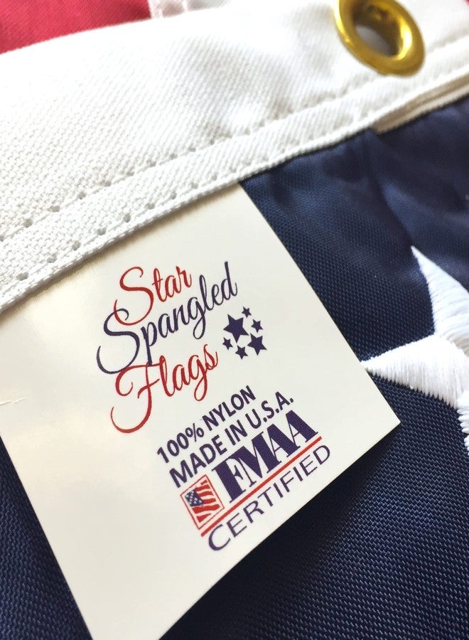 Star Spangled Flags American Flag 4x6-100% Made In USA using Tough, Long Lasting Nylon Built for Outdoor Use, Sun Protected and Featuring Embroidered Stars and Sewn Stripes plus Superior Quadruple Stitching on Fly End - Image 1