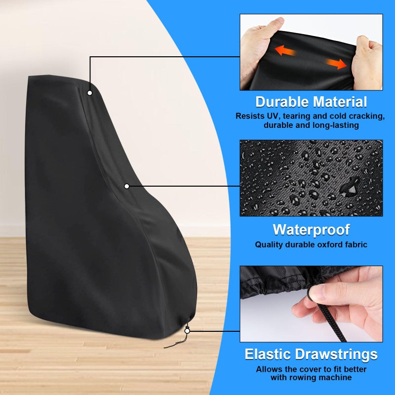 Andacar Rowing Machine Cover for Sunny Magnetic Rowing Machine,Foldable Rower Machine Cover Waterproof Water Rowing Machine Cover for Home-44x19.6x52 in - Image 3