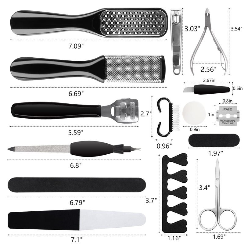 Happy Will Professional Pedicure Tools Kit, 20 in 1 Stainless Steel Pedicure Foot Supplies Set, Foot Files Callus Dead Skin Remover, Pedicure Foot Spa Tools at Home or Salon for Women & Men(Blue) - Image 2