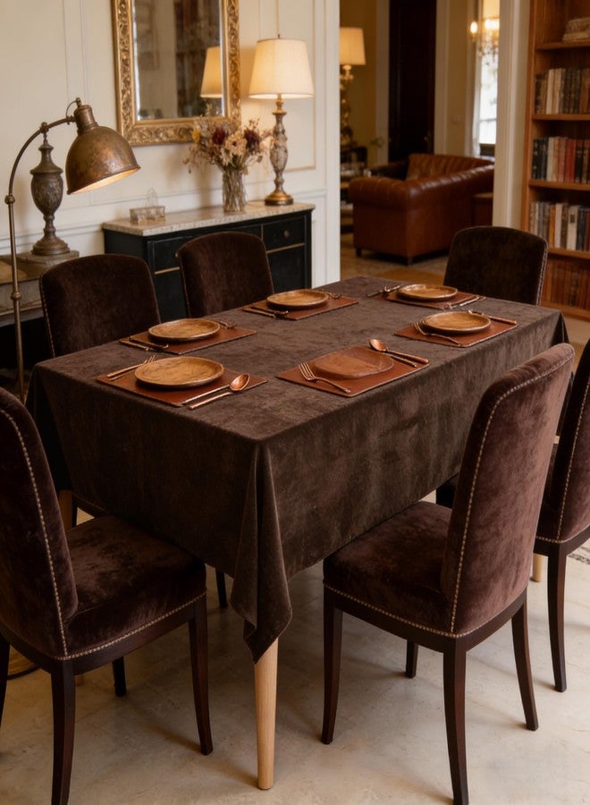 SMILETIME Brown Velvet Tablecloth 104" X 60" Rectangle, Luxury Smooth Table Cover for Wedding, Party, Dining, and Banquet Events - Image 1