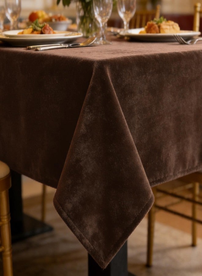 SMILETIME Brown Velvet Tablecloth 104" X 60" Rectangle, Luxury Smooth Table Cover for Wedding, Party, Dining, and Banquet Events - Image 2