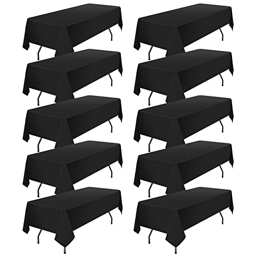 YMHPRIDE 10 Pack Polyester Tablecloth for 6 Foot Rectangle Tables60 x102 inch Black Polyester Table Clothes Table Covers Washable Black Table Cloth for WeddingPartyBanquetRestaurantBuffet Table