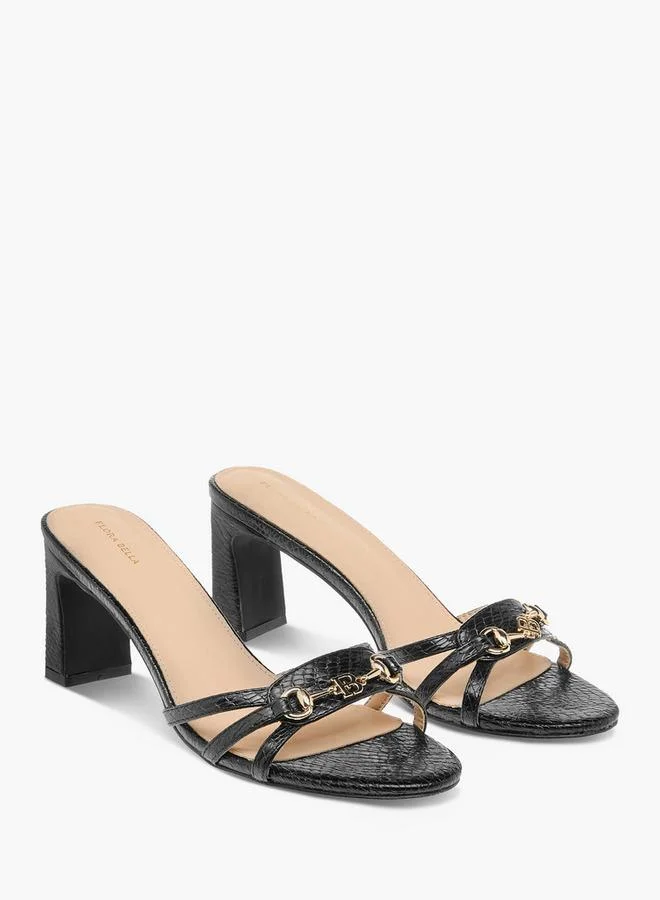 Flora Bella By Shoexpress Flora Bella Logo Charm Accent Slip-On Sandals With Block Heels