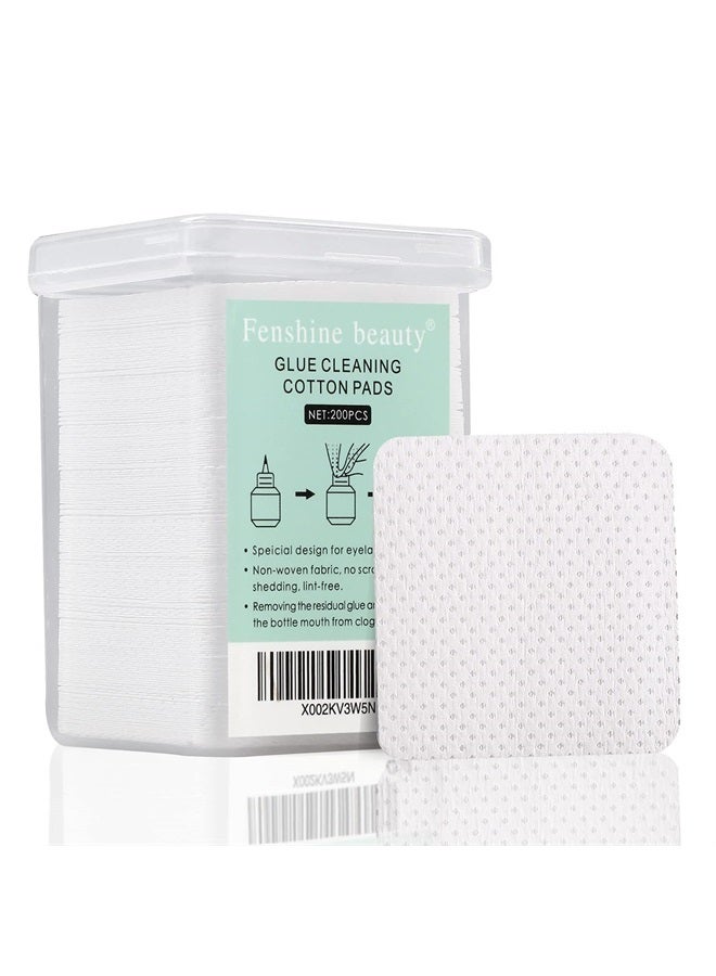 fenshine 200 Pcs Glue Cleaning Cotton Pads Non-Woven Fabric Wipes Glue Wiping Cloth for Clean Lash Extension Glue, Tweezers,Lash Glue Holder Pads, Glue Bottle Mouth (200 Sheets) - Image 1
