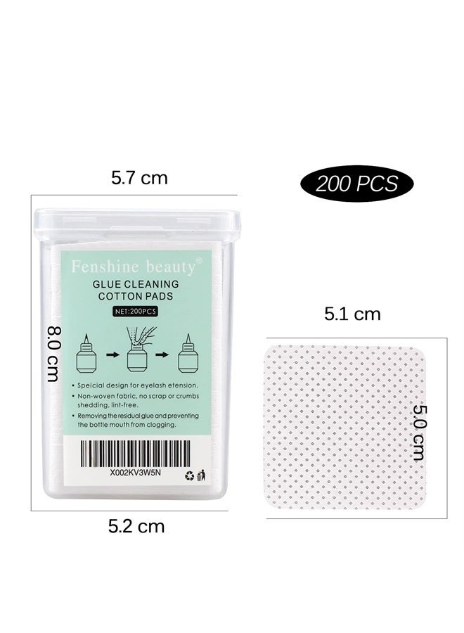 fenshine 200 Pcs Glue Cleaning Cotton Pads Non-Woven Fabric Wipes Glue Wiping Cloth for Clean Lash Extension Glue, Tweezers,Lash Glue Holder Pads, Glue Bottle Mouth (200 Sheets) - Image 2