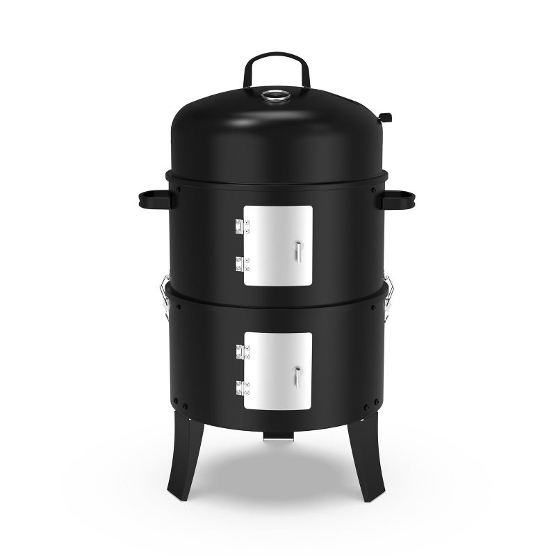 GRiliFE 16" Charcoal Smoker, 3 in 1 Heavy Duty Vertical Barbecue Grill, Outdoor Fire Pit 402 Square Inches Cooking Area, Versatile Outdoor Smoker Grill, Black - Image 1