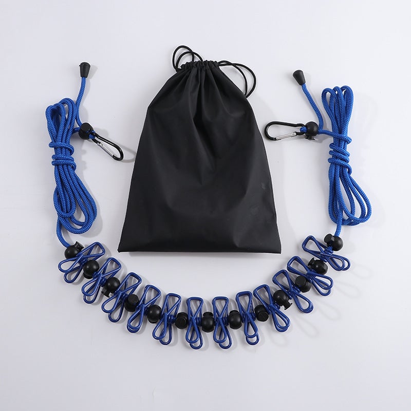 Colorful Portable Outdoor Hanging Lamp Rope Windproof Clothes Drying Rope Camping Tent Hanging Utility Wild Camping Multi-Purpose Rope Blue 