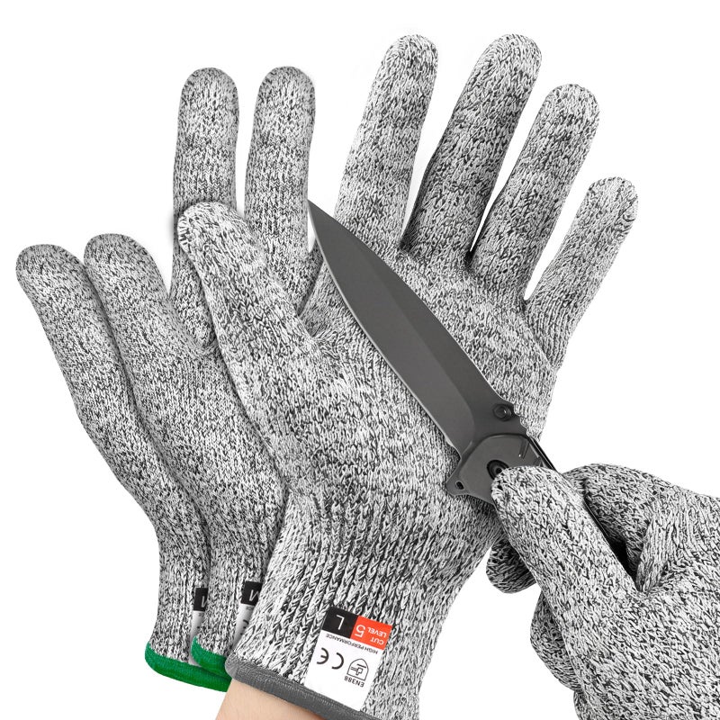 2 Pairs Cut Resistant Gloves Level 5 Protection, Food Grade Cut Proof Gloves, Safety Anti Cutting Glove For Cooking Meat, Oyster Shucking, Mandoline, Chefs, Food Prep, Carving, Butcher (M+L) - Image 1
