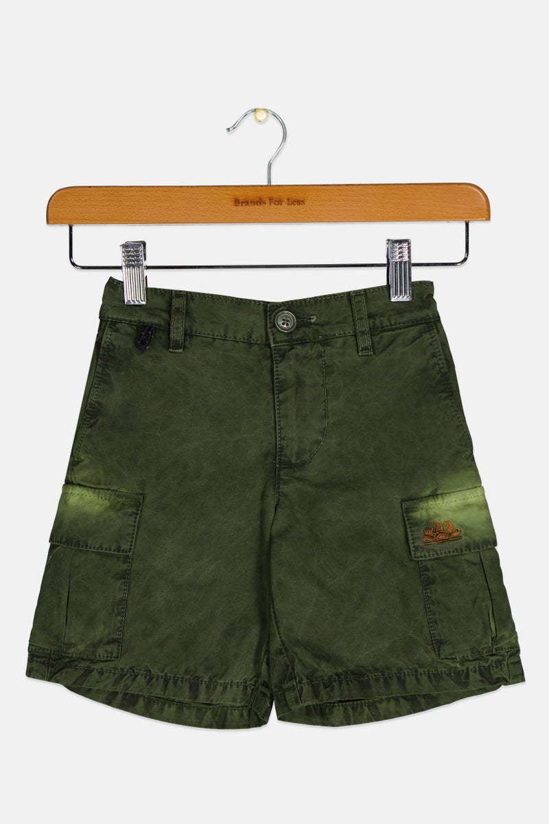 Sundek Toddlers Boy Embroidered Logo Cargo Shorts, Washed Green - Image 1