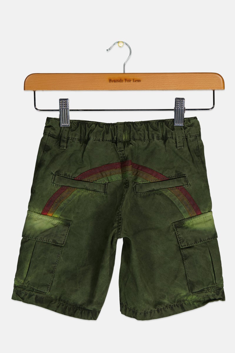 Sundek Toddlers Boy Embroidered Logo Cargo Shorts, Washed Green - Image 2