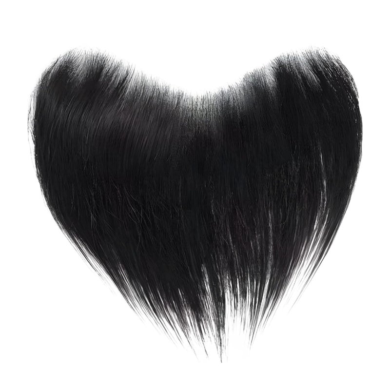 Toupee Hair For Men, Real Human Hair Fringe Hairpiece, 2.4 In Length, Natural Black Color, Replacement Hairline Natural V-Shape - Image 1