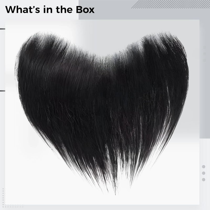 Toupee Hair For Men, Real Human Hair Fringe Hairpiece, 2.4 In Length, Natural Black Color, Replacement Hairline Natural V-Shape - Image 5