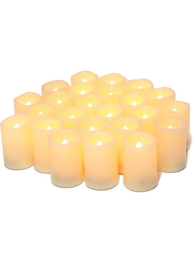 The Bros Flameless Flickering Votive Tea Lights s Bulk Battery Operated Set of 24 Fake s/Flickering Tealights LED for Garden Wedding,Party, Christmas Decorations etc (Batteries Included) - Image 1