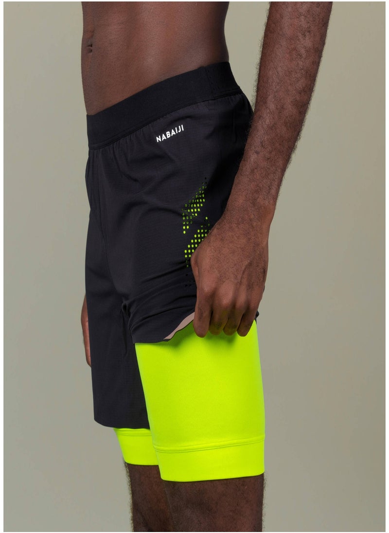 NABAIJI NABAIJI by DECATHLON, Men Swimming Jammer Swim Short 500 Fiti Flexible & Quick-Dry Black Yellow Beige  - Image 2