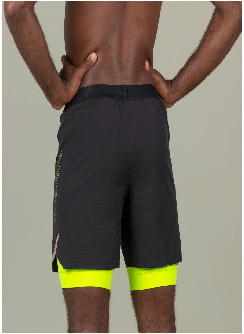 NABAIJI NABAIJI by DECATHLON, Men Swimming Jammer Swim Short 500 Fiti Flexible & Quick-Dry Black Yellow Beige  - Image 3