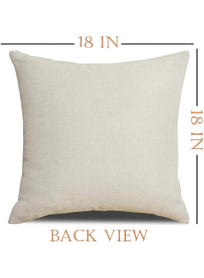 Ueerdand Ueerdand Halloween Pillow Covers Skeleton Skull Pumpkin Throw Pillowcases Set of 4 Cotton Linen Pillow Cushion Cover for Halloween Decorations  18 by 18 Inch  - Image 2