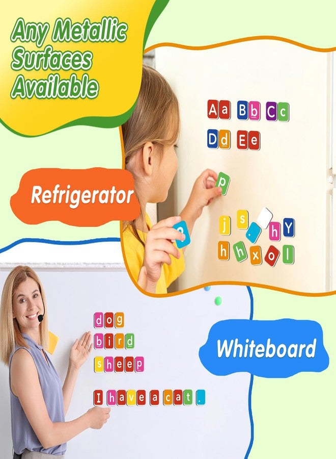 Laffunz Magnetic Letter Tiles Toddler Abc Alphabet Fridge Magnets Alphabet Learning Toys Phonics Manipulatives Spelling Reading Games Phonemic Awareness Sentence Building for Kids Homeschool Classroom - Image 2