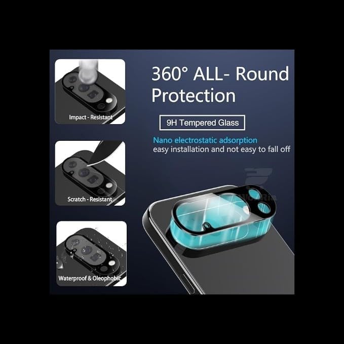 WonReza ® Pack 1- Back Camera Lens Protector for Google Pixel 10 Pro 5G [3D Premium] Camera Glass Protector (Black) - Image 2