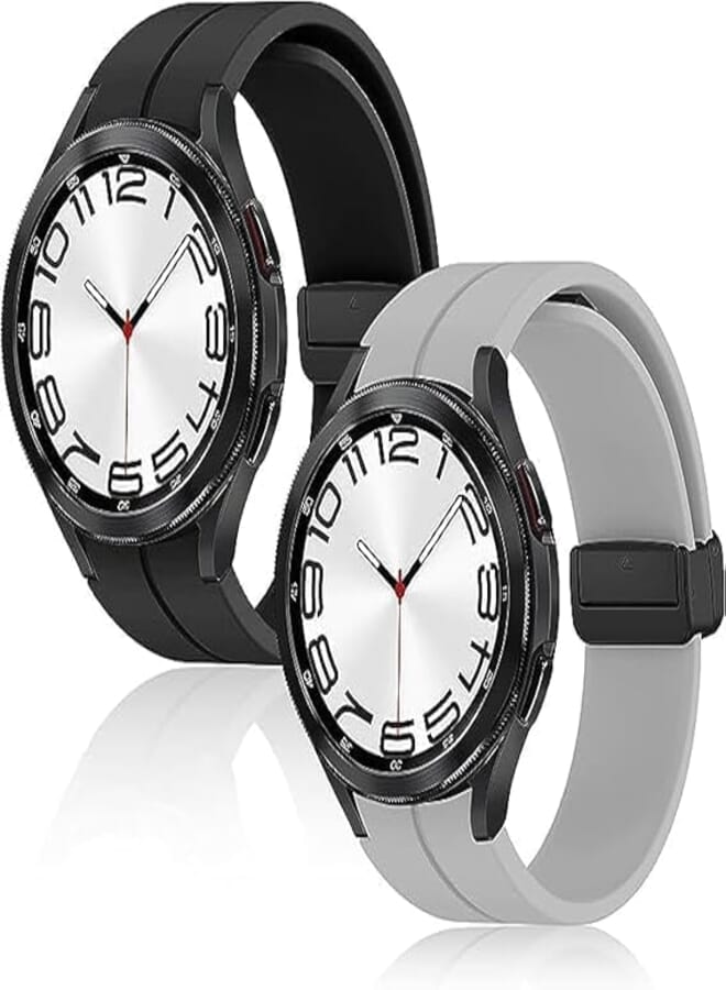 Next Next store Sport Bands Compatible with Galaxy Watch 4 Classic Bands 40mm 44mm 42mm 46mm, 20mm Soft Adjustable Silicone Replacement Wristbands - Women Men (2 Pack)