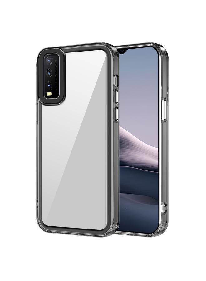 For vivo Y20/Y20i/Y20s/Y12s 2021/Y20a Transparent Acrylic + TPU Shockproof Phone Case(Transparent Black)
