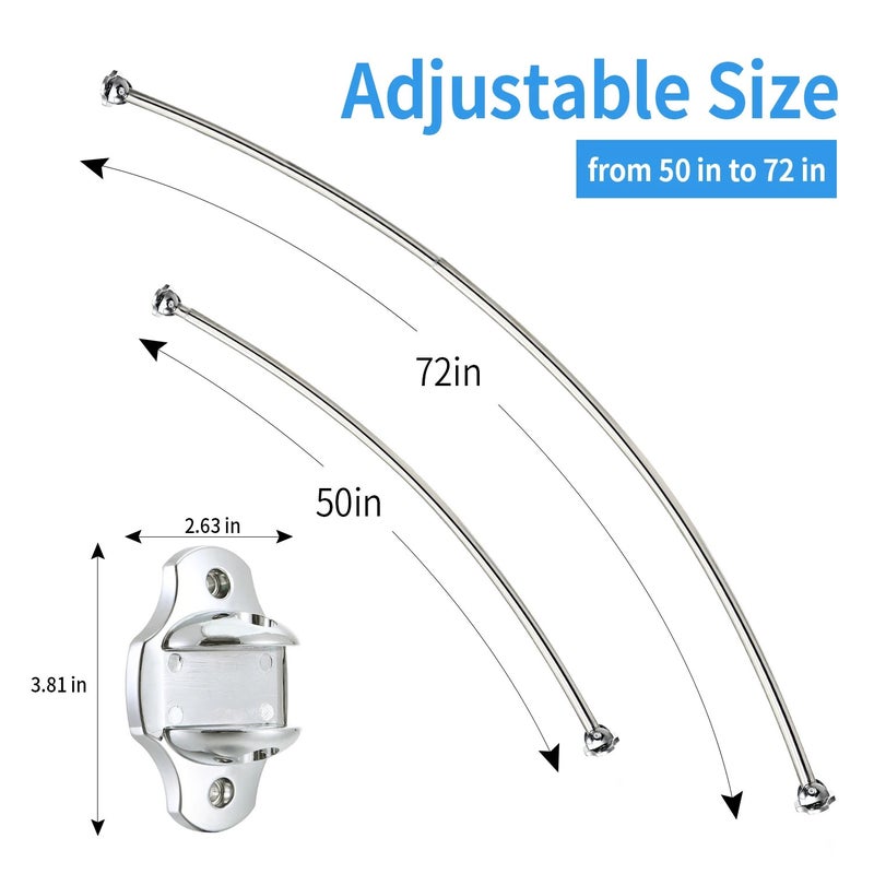Bluejw Display Rack Dressing Fitting Room Wall Mounted Metal Curved Shower Curtain Rods and Rails - Image 2