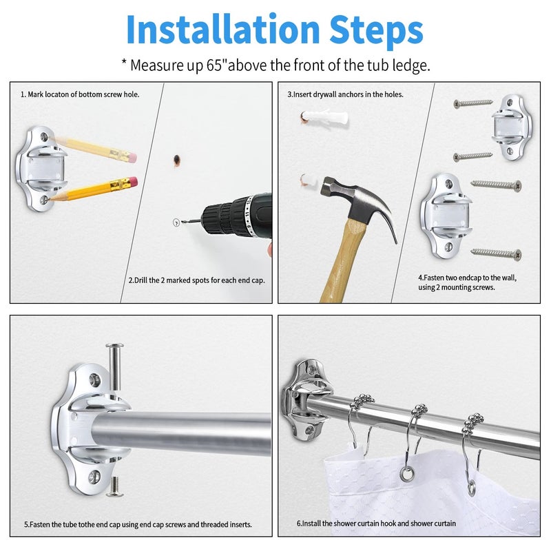 Bluejw Display Rack Dressing Fitting Room Wall Mounted Metal Curved Shower Curtain Rods and Rails - Image 4