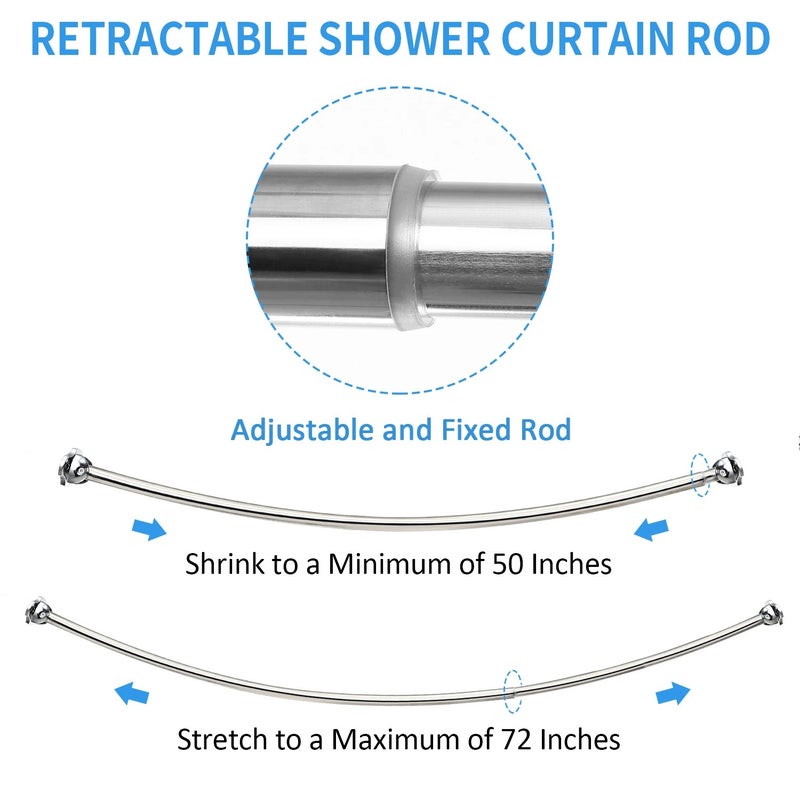 Bluejw Display Rack Dressing Fitting Room Wall Mounted Metal Curved Shower Curtain Rods and Rails - Image 3