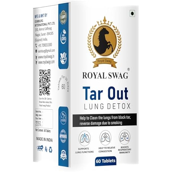 Royal Swag Tar Out Lung Cleanse and Detox Tablet (60 Pcs) Pack Natural Respiratory Support Supplement for Smokers and Non-Smokers Support Lung Health and Detoxification - Image 2