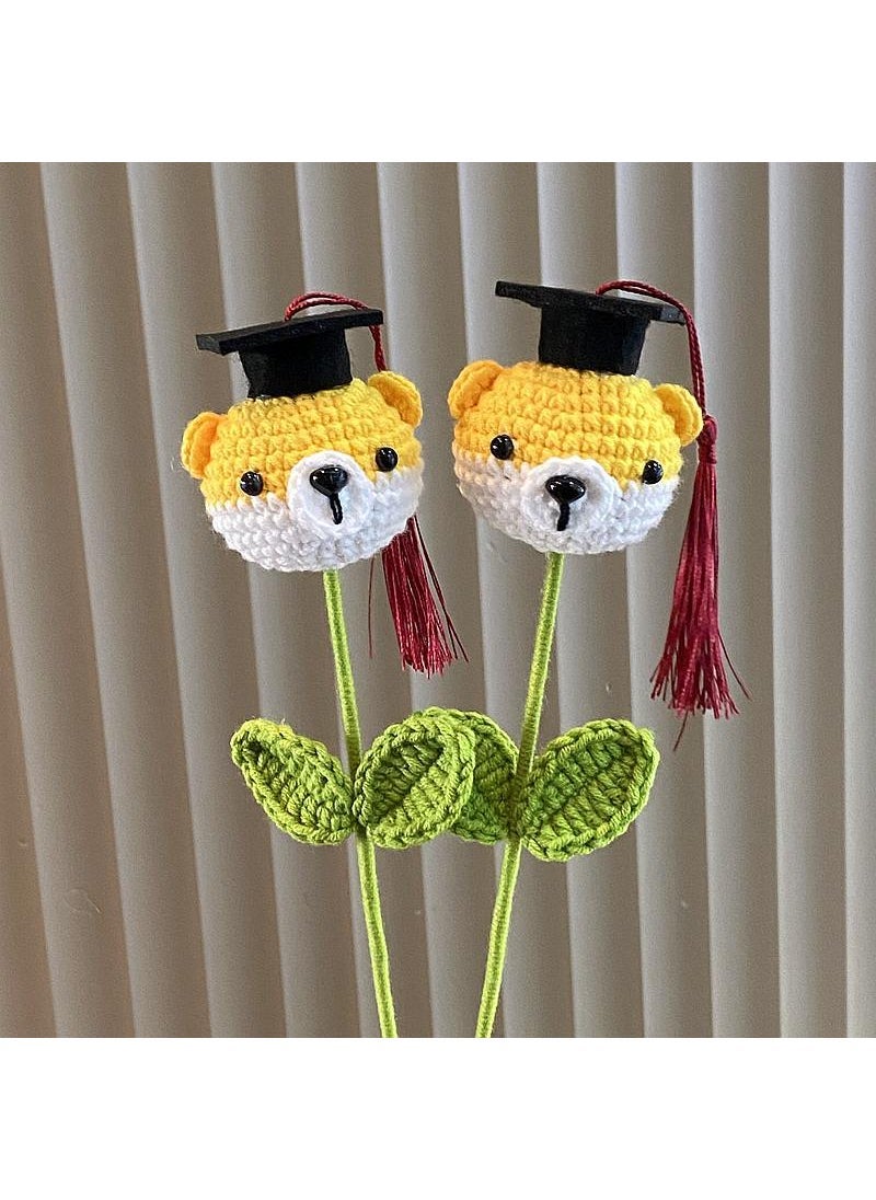 Generic Graduation Season Crochet Bouquet Doctor's Hat Chai Dog (Single Finished Product) 