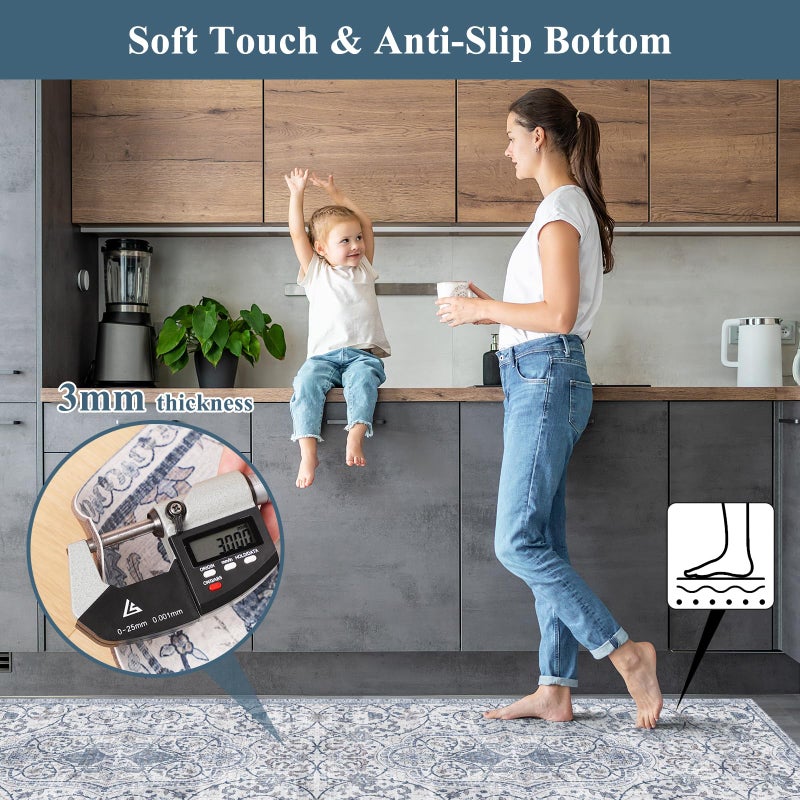 FURKIT Area Mat for Living Room, 5'x8' Waterproof Vintage Print Floor Mat for Bedroom Kitchen, Stain Resistant Non-Slip Rug for Under Dining Table, Soft Floor Play Pad for Baby Spills, Pet Accidents - Image 4