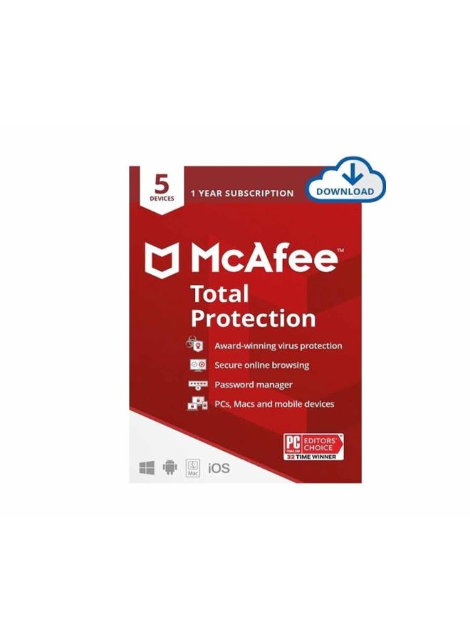 بطاقة ترخيص برنامج ماكافي لمكافحة الفيروسات الرقمية لخمسة مستخدمين - لمدة عام واحد