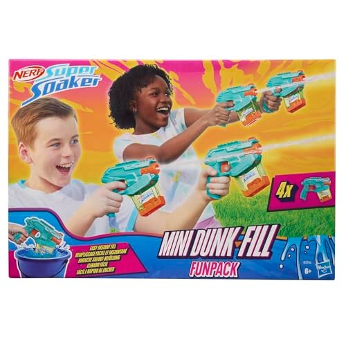 SUPER SOAKER Nerf Super Soaker Mini DunkFill Funpack 4 Water Blasters Easy Instant Fill Tanks Just Dunk Go 34 Fluid Ounce Tanks Water Toys for Ages 6 - Image 5