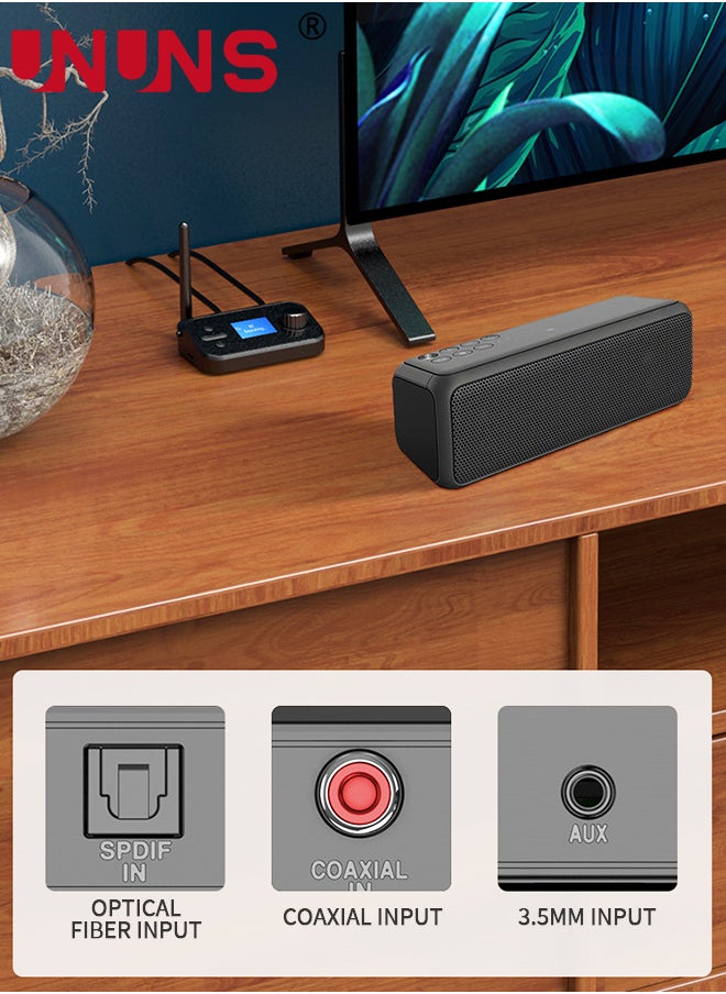 UNUNS Bluetooth 5.0 Transmitter Receiver For TV Home Stereo BT Headphones,2-in-1 Audio Adapter With LCD Display,Low Latency,Splitter For Wired Wireless,Optical RCA AUX 3.5mm Inputs/Outputs  - Image 4
