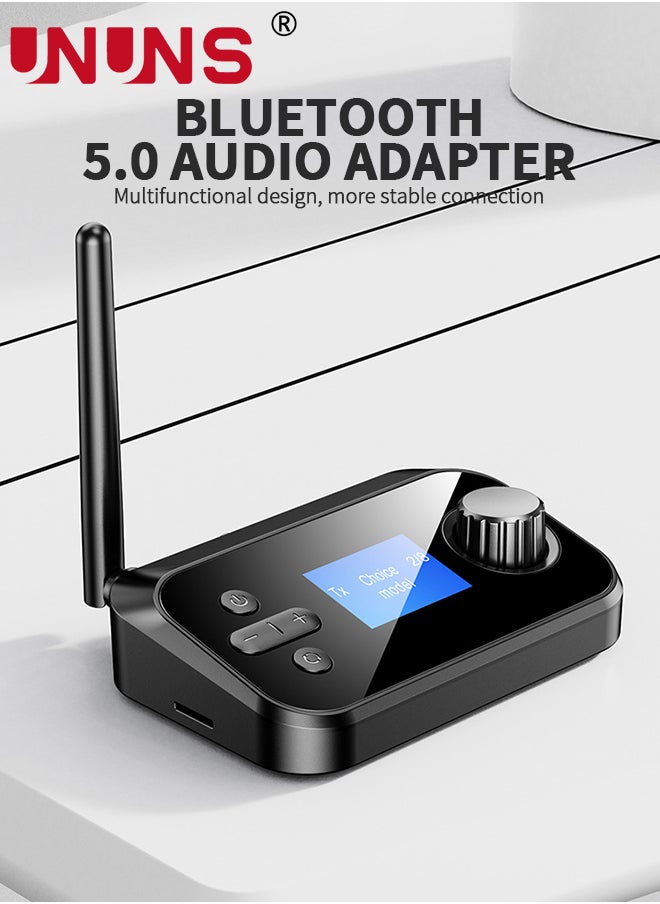 UNUNS Bluetooth 5.0 Transmitter Receiver For TV Home Stereo BT Headphones,2-in-1 Audio Adapter With LCD Display,Low Latency,Splitter For Wired Wireless,Optical RCA AUX 3.5mm Inputs/Outputs  - Image 2