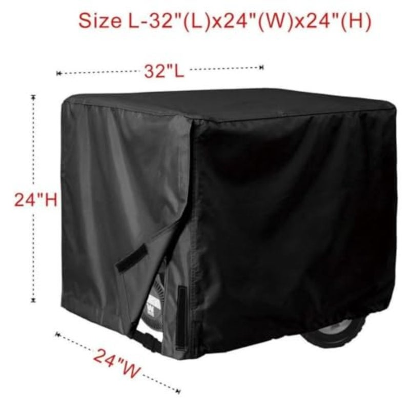Waterproof Generator Cover 32 x 24 x 24 Inch Universal Thickened 420D PU-Coated Oxford Cloth For Most 5000-10000 Watt Generators Portable Heavy-Duty Outdoor Protection Black - Image 2